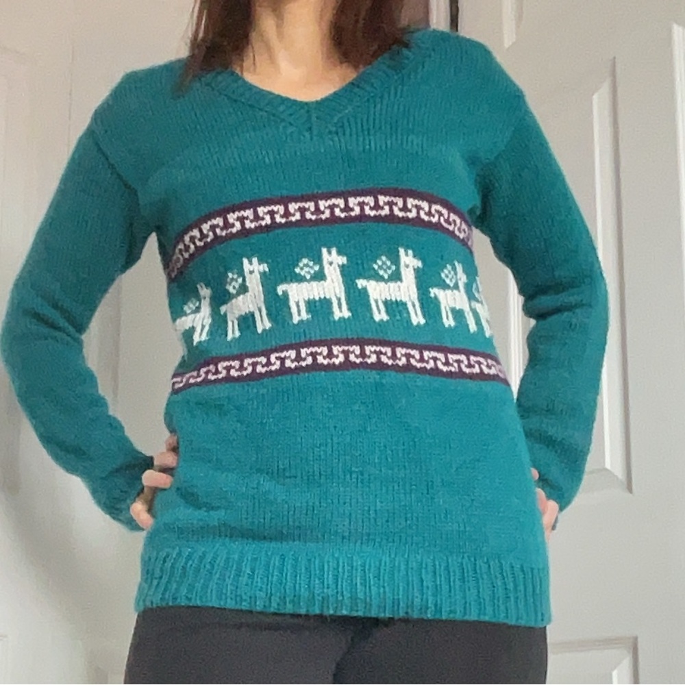 🆕 100% Alpaca Wool Teal Sweater